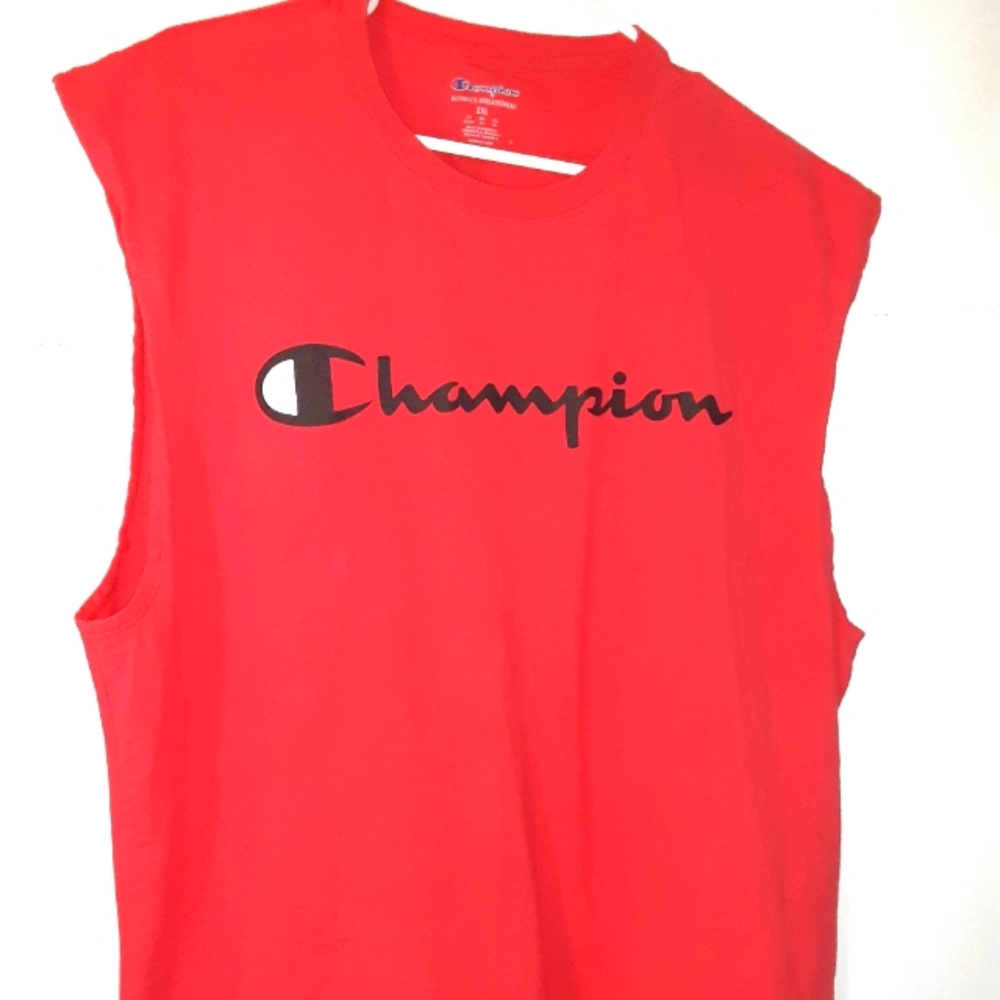 Champion Red Sleeveless Logo Tee